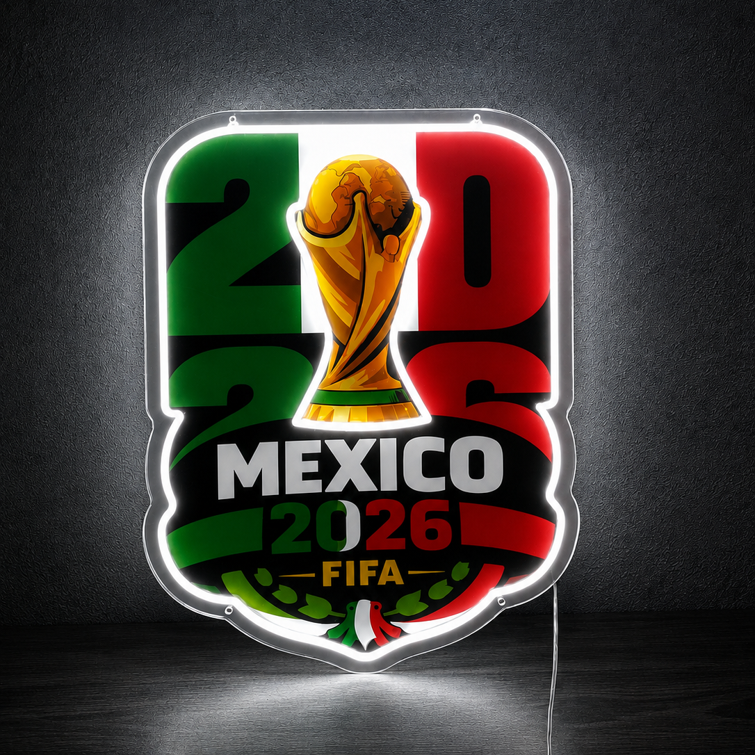 Official 2026 FIFA World Cup Mexico Edition Custom LED Neon Sign - Premium Soccer Trophy Wall Decor & Fan Memorabilia