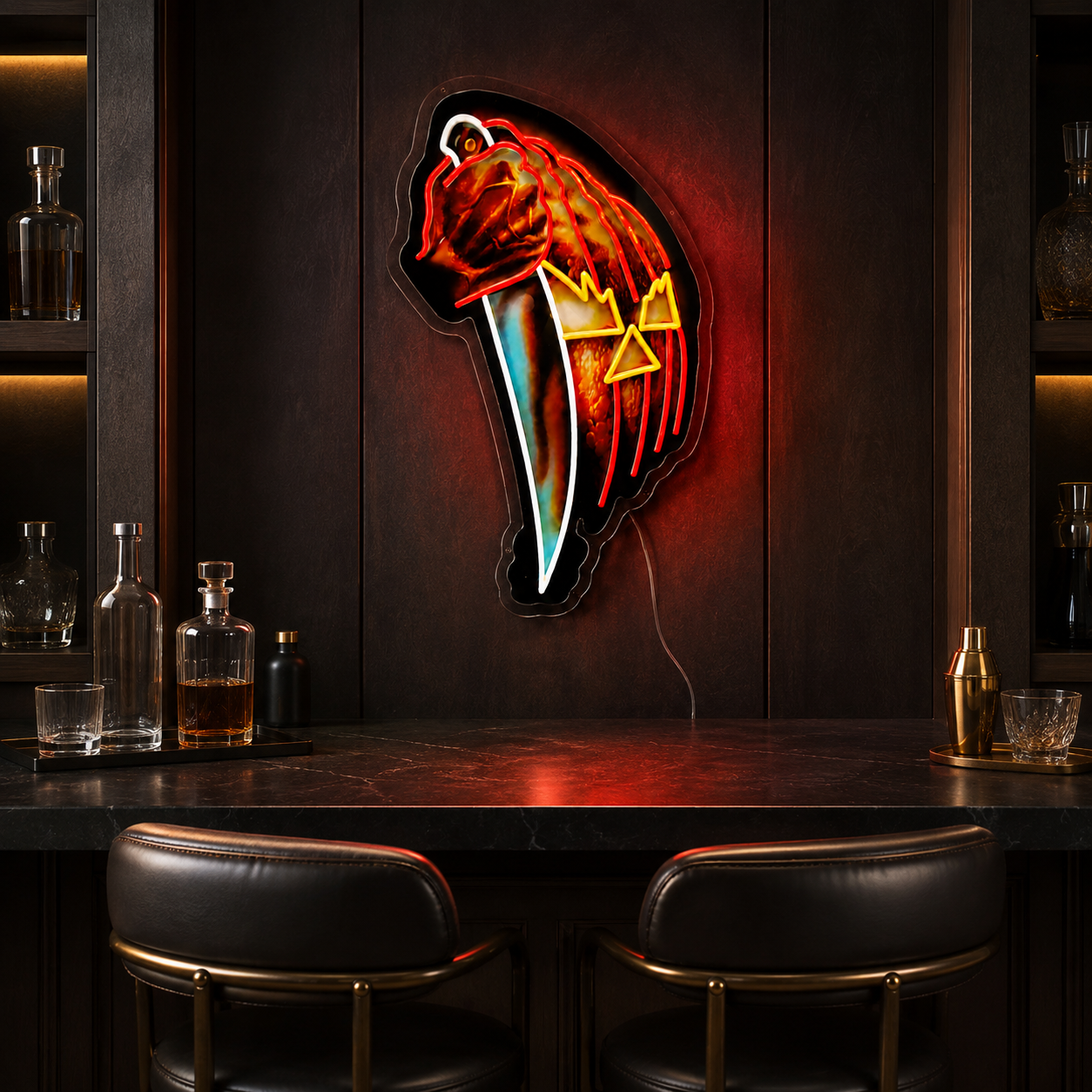 Halloween Knife Neon Sign – Michael Myers-Inspired Horror Wall Decor