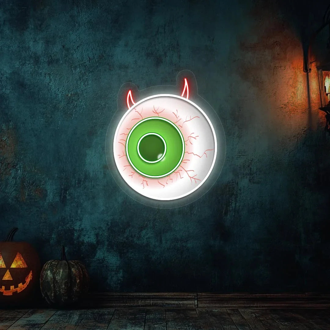Spooky Eyeball Neon Sign – Glowing LED Wall Light for Halloween Decor, Game Rooms & Horror Lovers