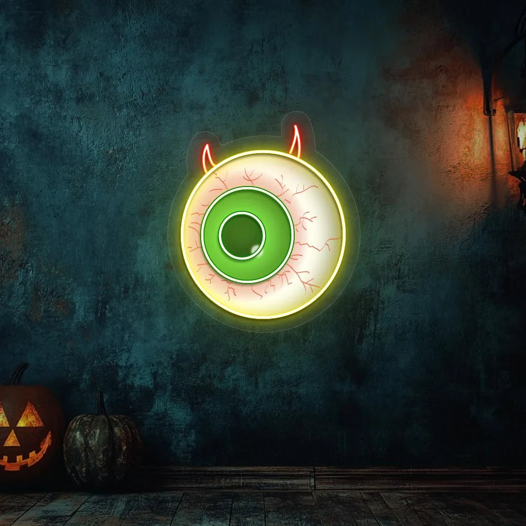 Spooky Eyeball Neon Sign – Glowing LED Wall Light for Halloween Decor, Game Rooms & Horror Lovers