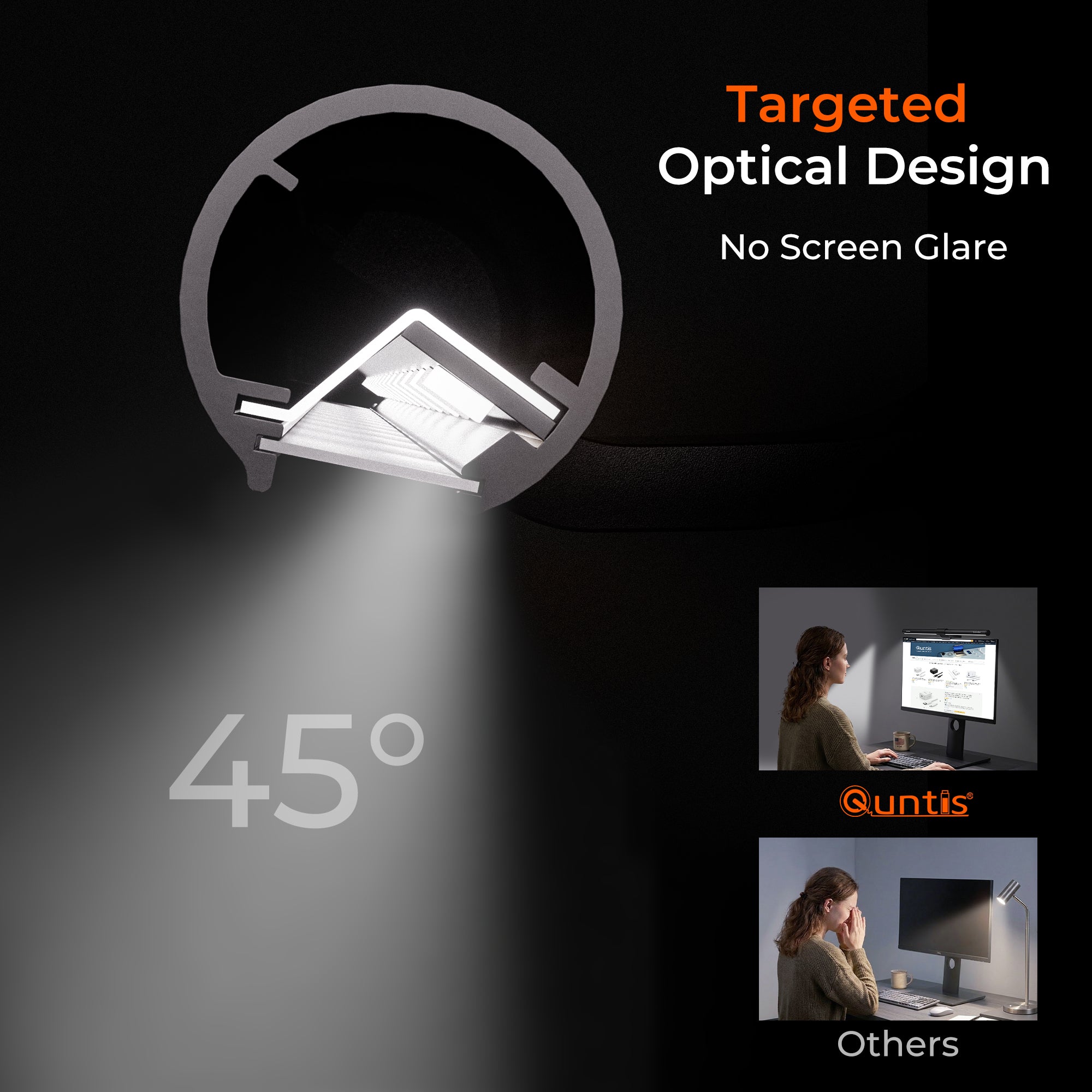 Quntis 41cm Monitor Light Bar for Curved & Flat Monitors with Remote Control