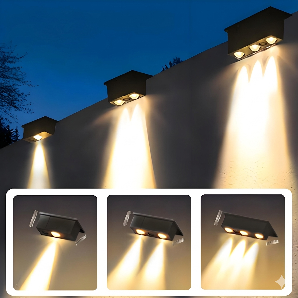 Quntis Warm White Solar Fence Lights, Decorative Wall Wash IP65 Waterproof Lighting for Outdoor Fence and Yard