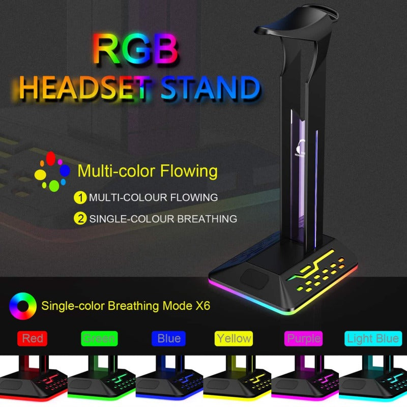 RGB Headphone Stand,Flexible Gamers Earphones Hangers - Quntis