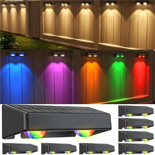 Solar Fence Lights 8 Colors, (8Pack)