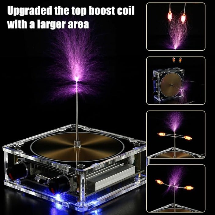 Luz de novedad de relámpago táctil, música Bluetooth Tesla Coil, generador de arco de chispa de relámpago artificial tocable, modelo de experimento de transmisión inalámbrica