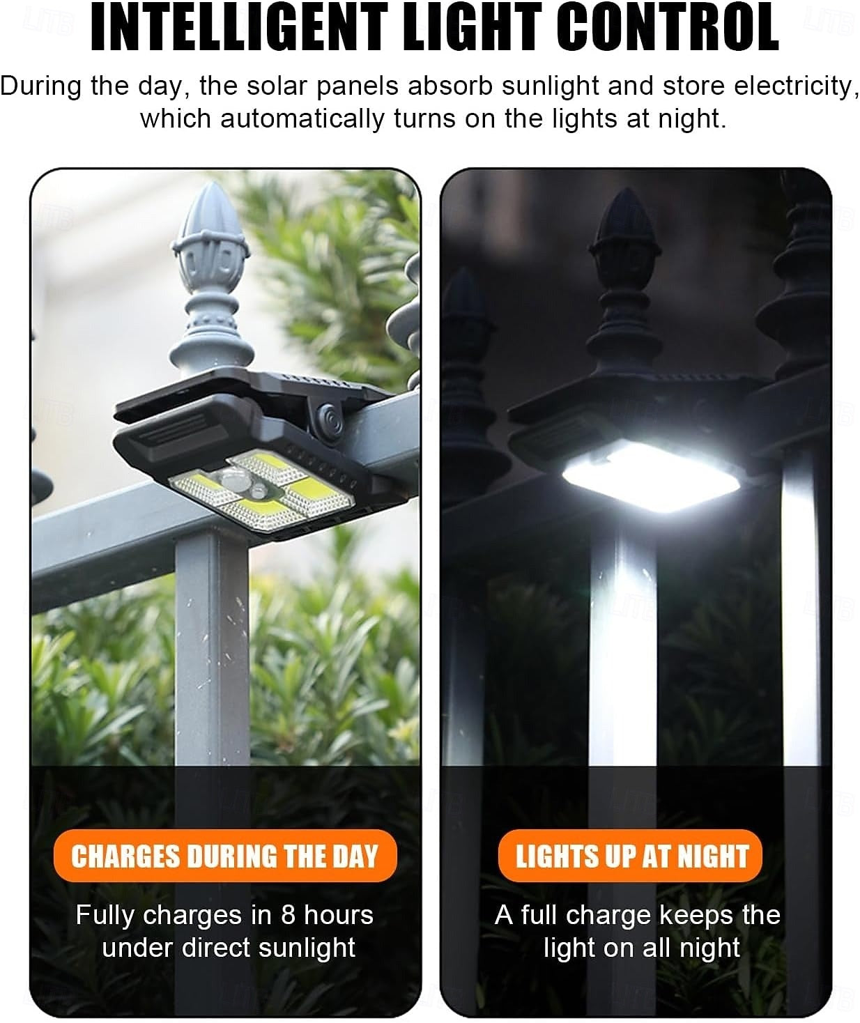 2PCS Solar Clip-On Fence Lights, Outdoor Waterproof Solar Clip Light, LED Garden Fence Clip-On Solar Powered Lighting