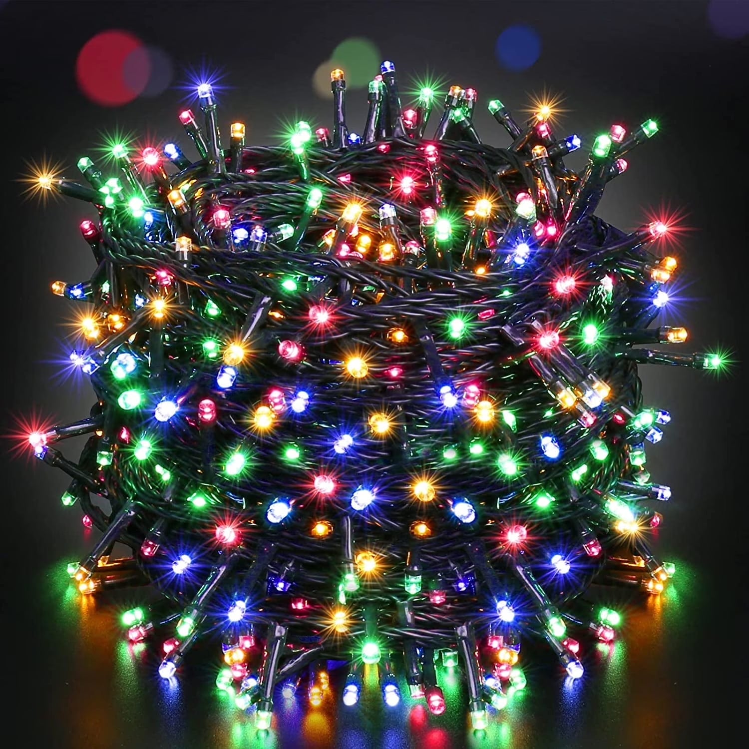 Battery Powered Christmas Lights, Quntis Christmas Tree Lights 132ft 300 LED Christmas String Lights Battery Operated Timer 8 Modes Waterproof Decorative Lights for Holiday Wedding Party Multicolor