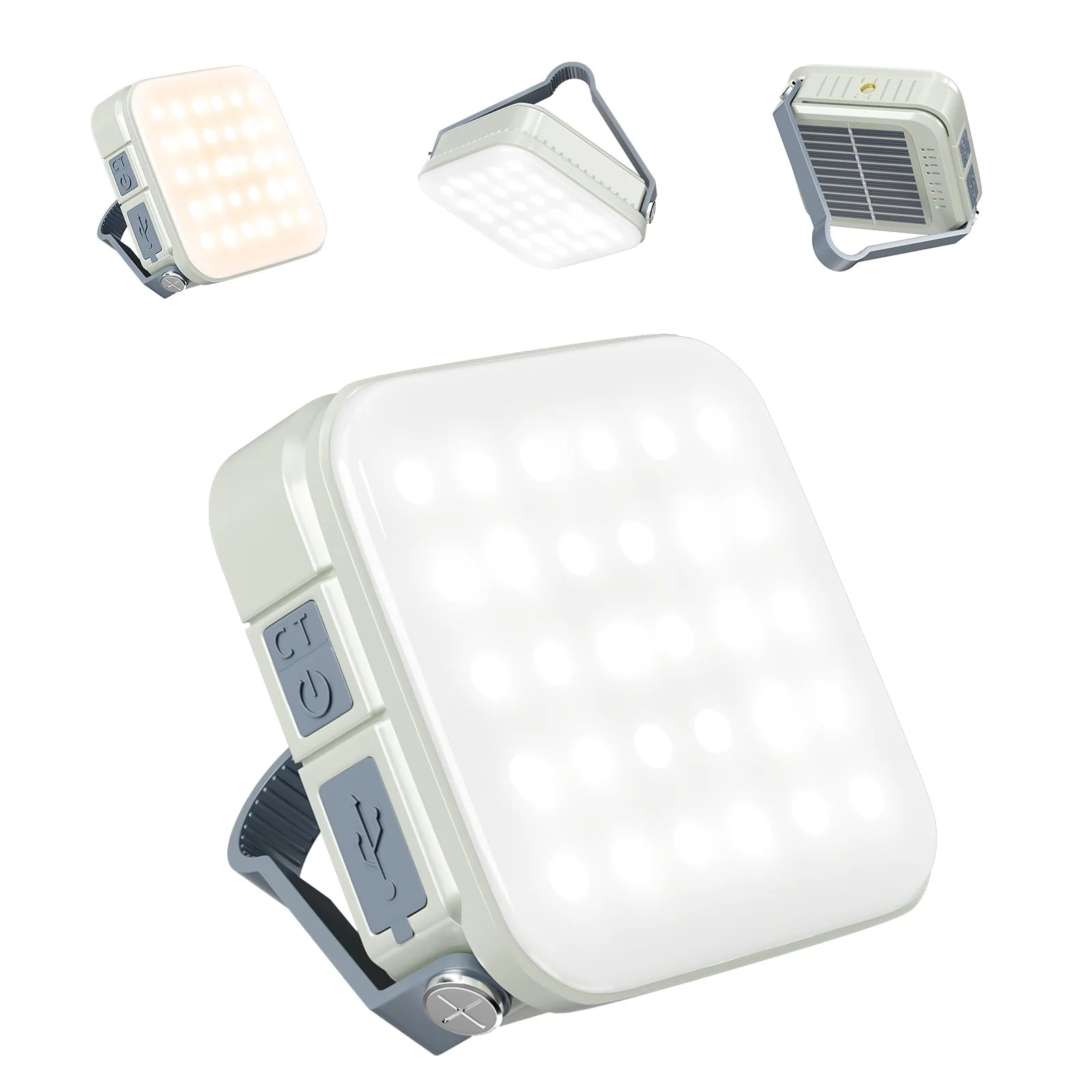 Solar Camping Lantern,Quntis IPX6 LED Solar Camping Light Solar/Type-C Powered,Portable 3 Bright 4 Color Modes Camping Lamp 4000mAh