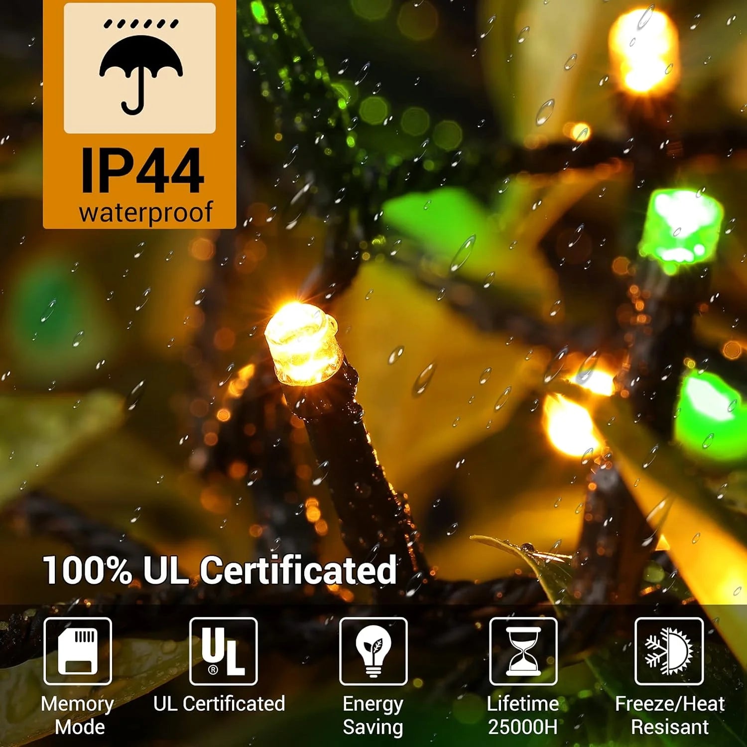 Battery Powered Christmas Lights, Quntis Christmas Tree Lights 132ft 300 LED Christmas String Lights Battery Operated Timer 8 Modes Waterproof Decorative Lights for Holiday Wedding Party Multicolor