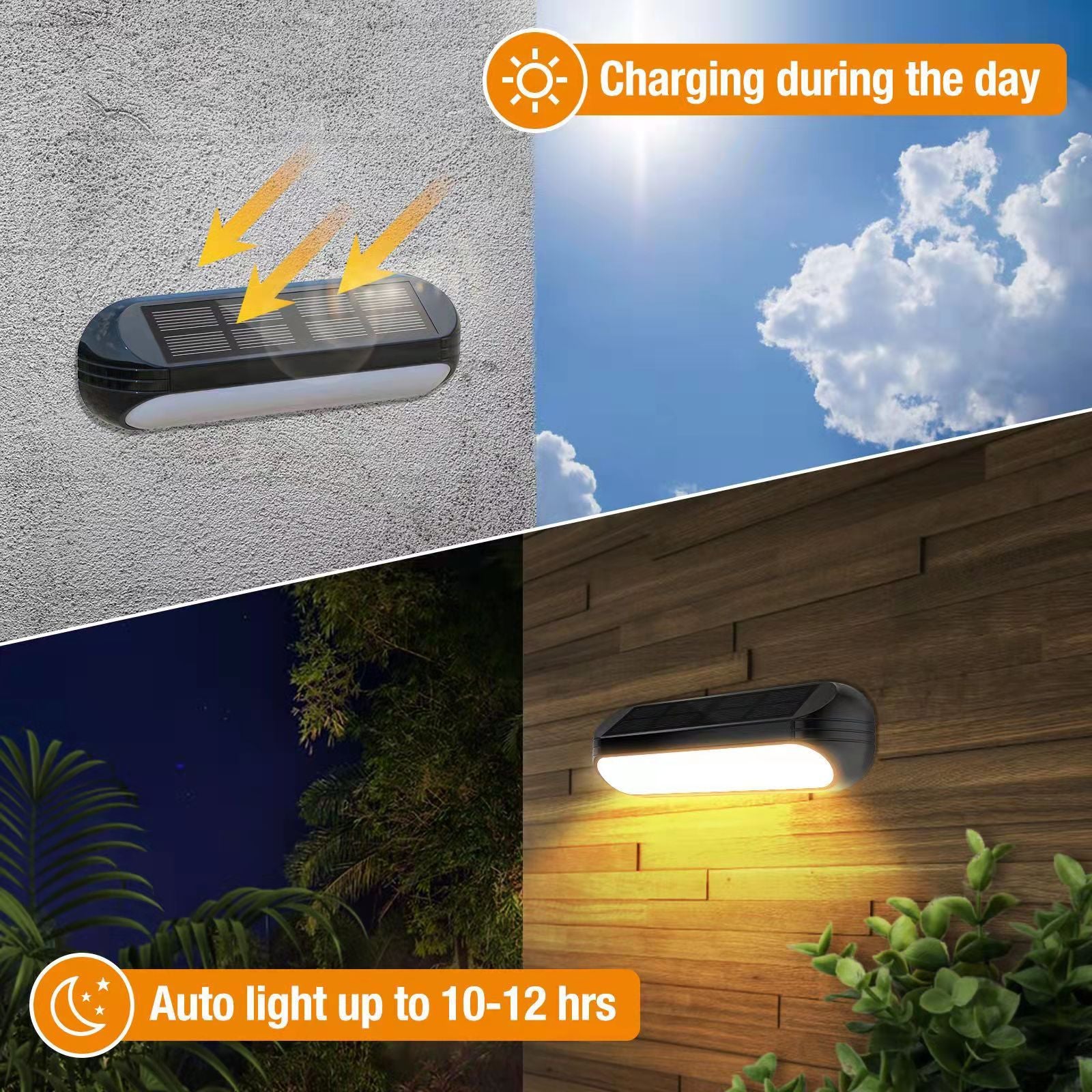 Solar Powered Outdoor Wall Lights, RGB + Warm White, IP65 Waterproof Fence & Step Lights