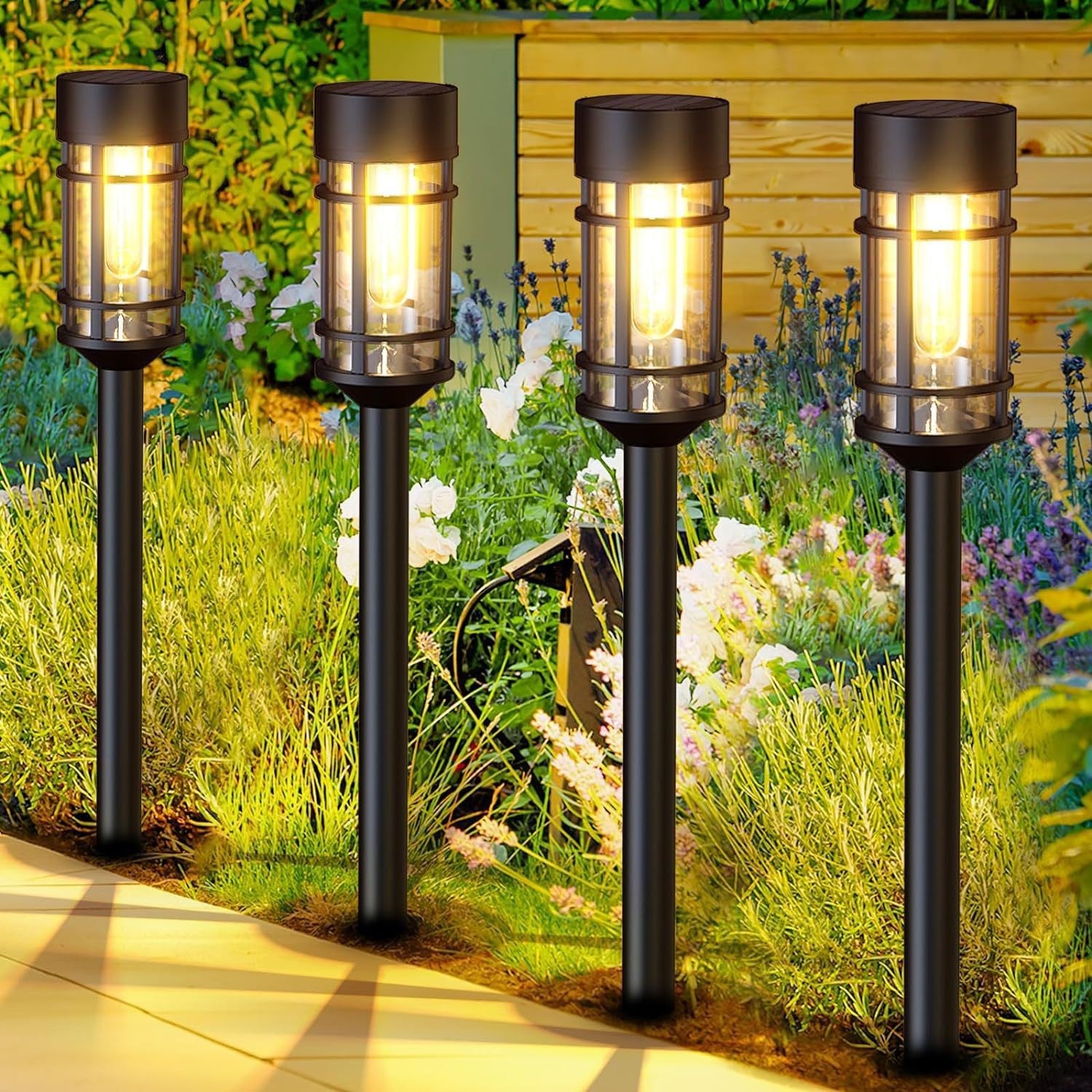 Solar Filament Outdoor Pathway Lights, Waterproof Lawn & Garden Landscape Lighting