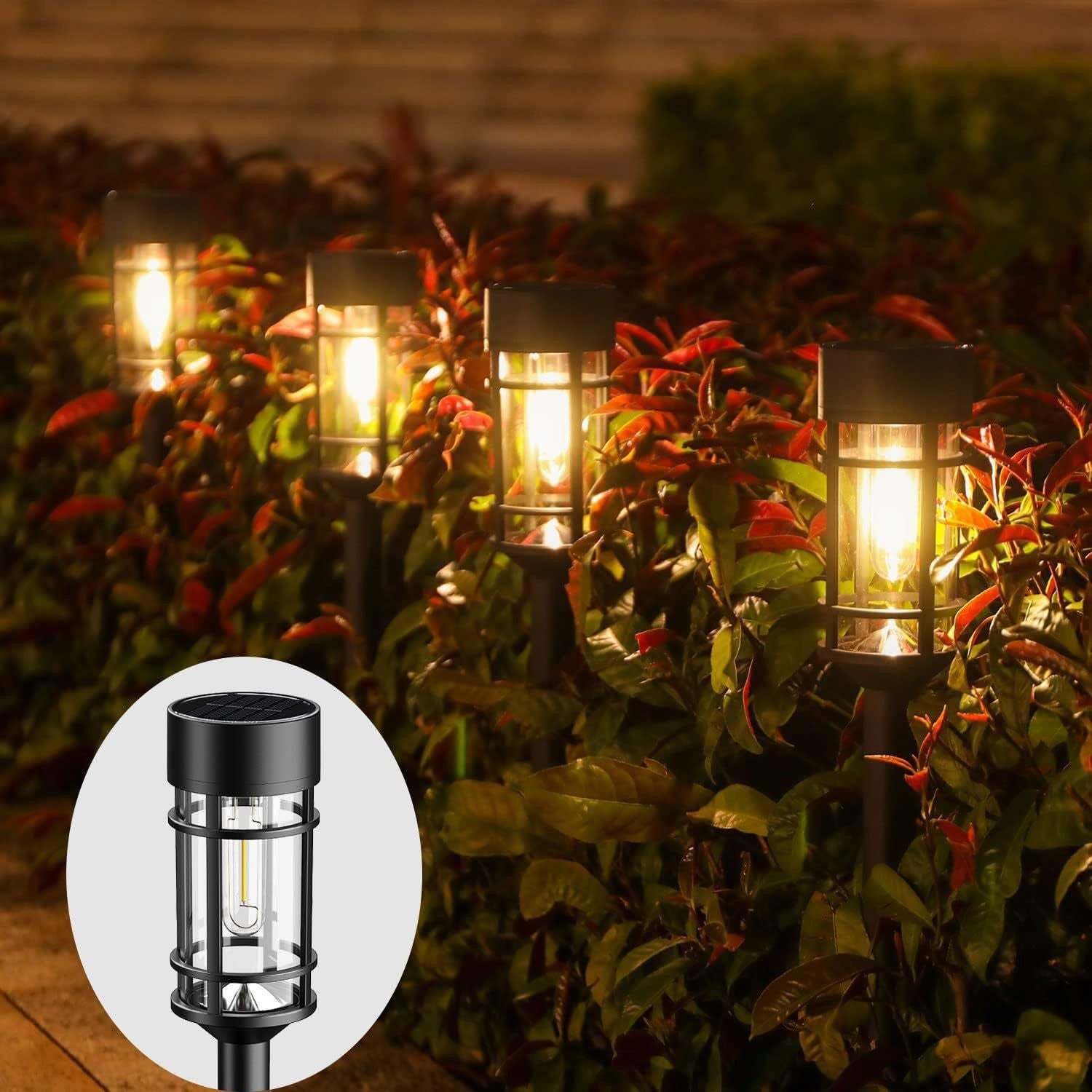 Solar Filament Outdoor Pathway Lights, Waterproof Lawn & Garden Landscape Lighting