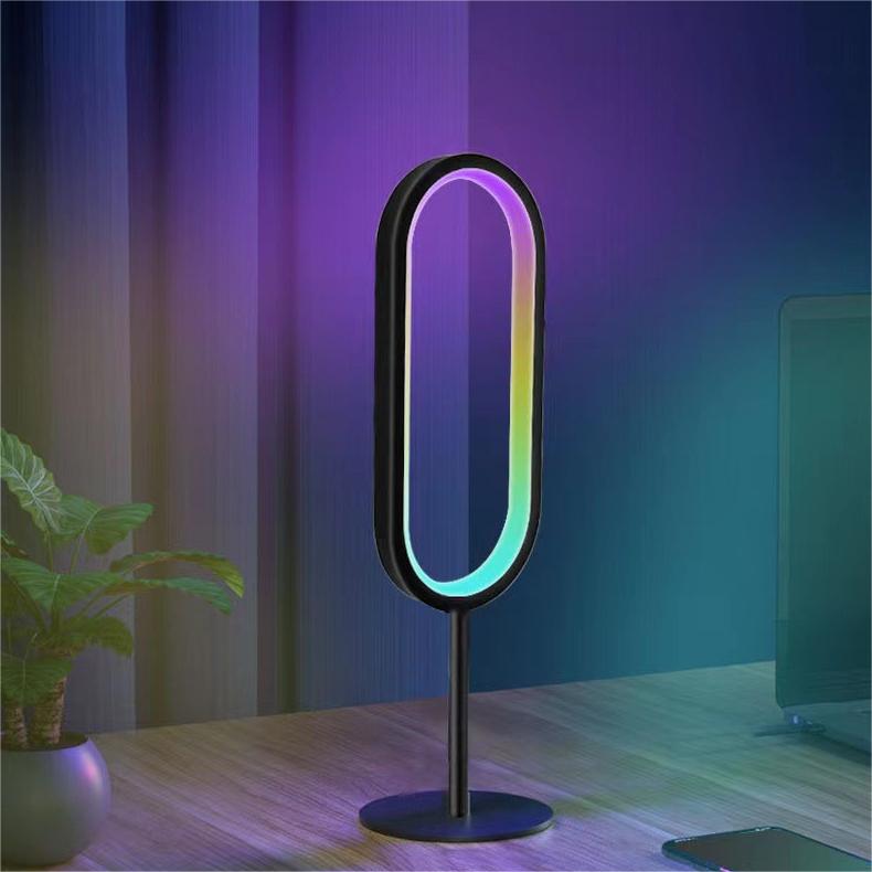 Quntis RGB Tischlampe, dimmbare LED Nachtlampe Ambientebeleuchtung mit Smart-Fernbedienung für Gaming