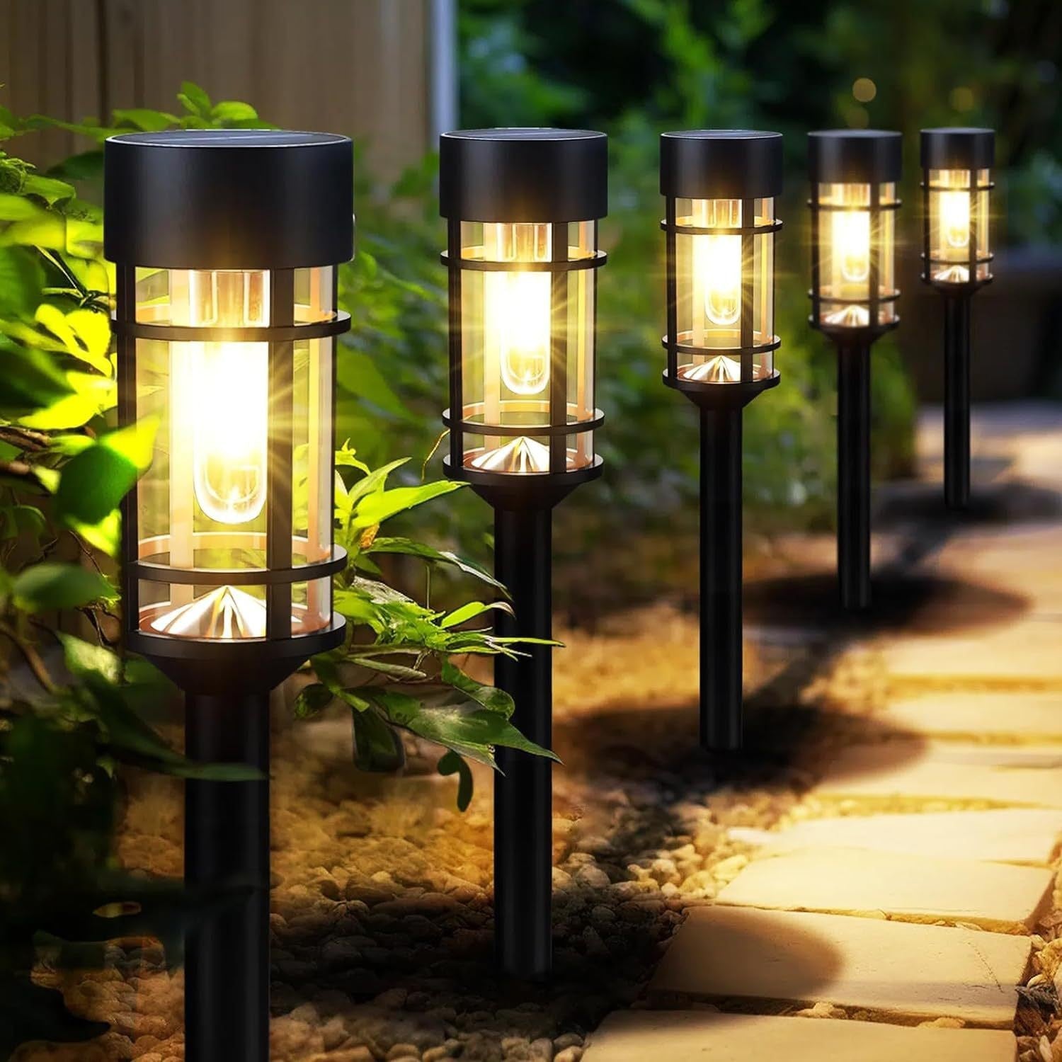 Solar Filament Outdoor Pathway Lights, Waterproof Lawn & Garden Landscape Lighting