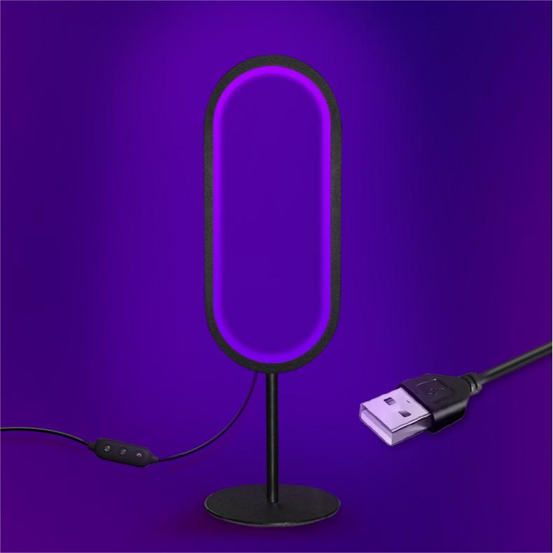 Quntis RGB Tischlampe, dimmbare LED Nachtlampe Ambientebeleuchtung mit Smart-Fernbedienung für Gaming