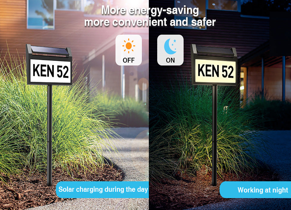 Solar address numbers with light, solar House Numbers, Solar Powered Address Sign Waterproof