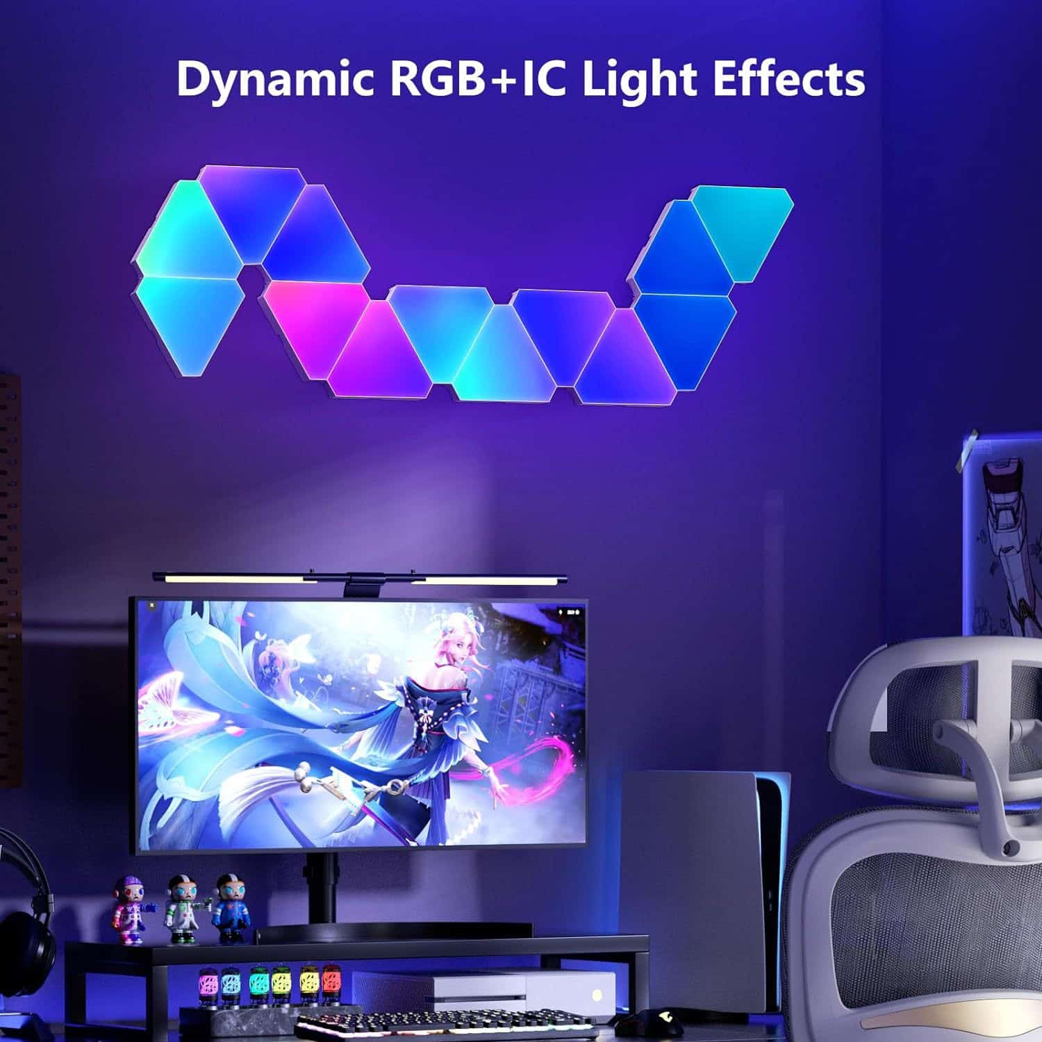 Triangle LED Light Panels, RGBIC Gaming Lights for Gaming Setup, Music