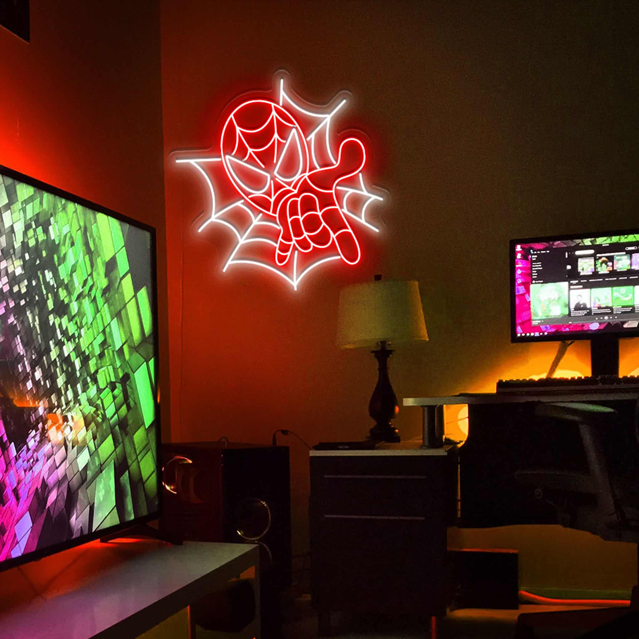 Enseigne Néon Spider-Man Dynamique – Décor Énergique pour les Fans de Marvel