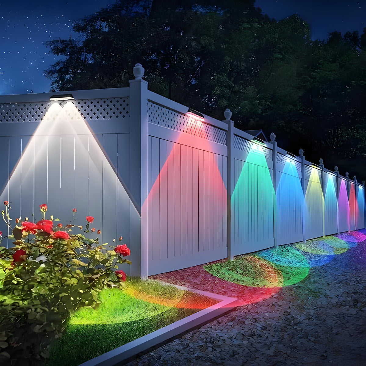 Solar-Zaunlichter 6er-Pack – Bunte LED Gartenleuchten, Wasserdicht IP65, Edelstahl, Für Zaun, Baum & Geländer