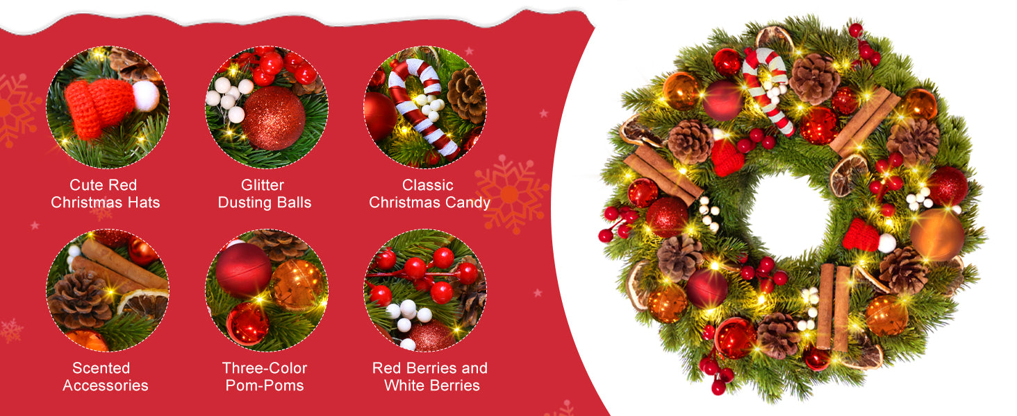 8.クリスマス丸リース 楽天市場】送料無料 クリスマスリース 玄関リース 北欧 外径40*45cm