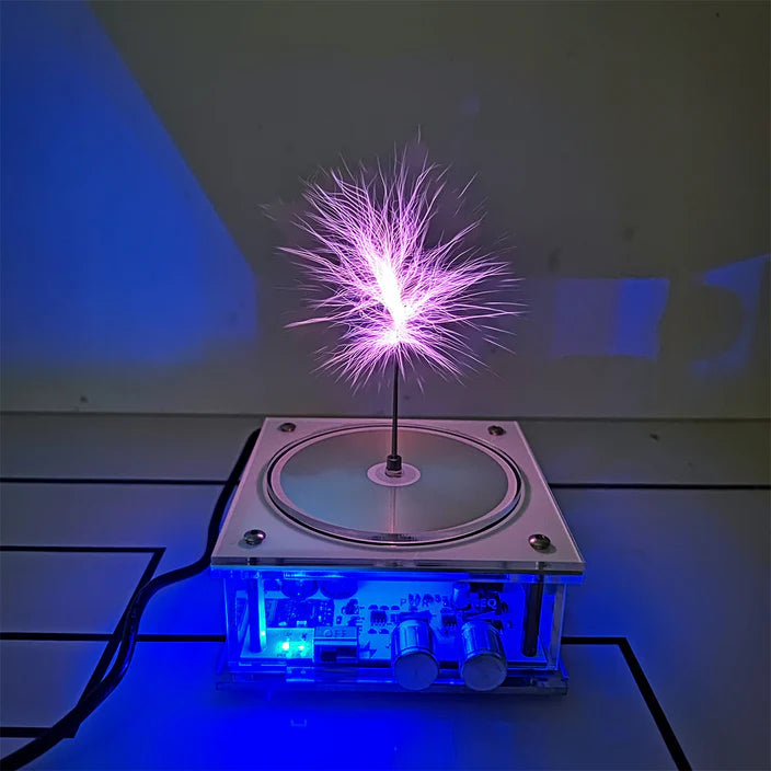 Luz de novedad de relámpago táctil, música Bluetooth Tesla Coil, generador de arco de chispa de relámpago artificial tocable, modelo de experimento de transmisión inalámbrica