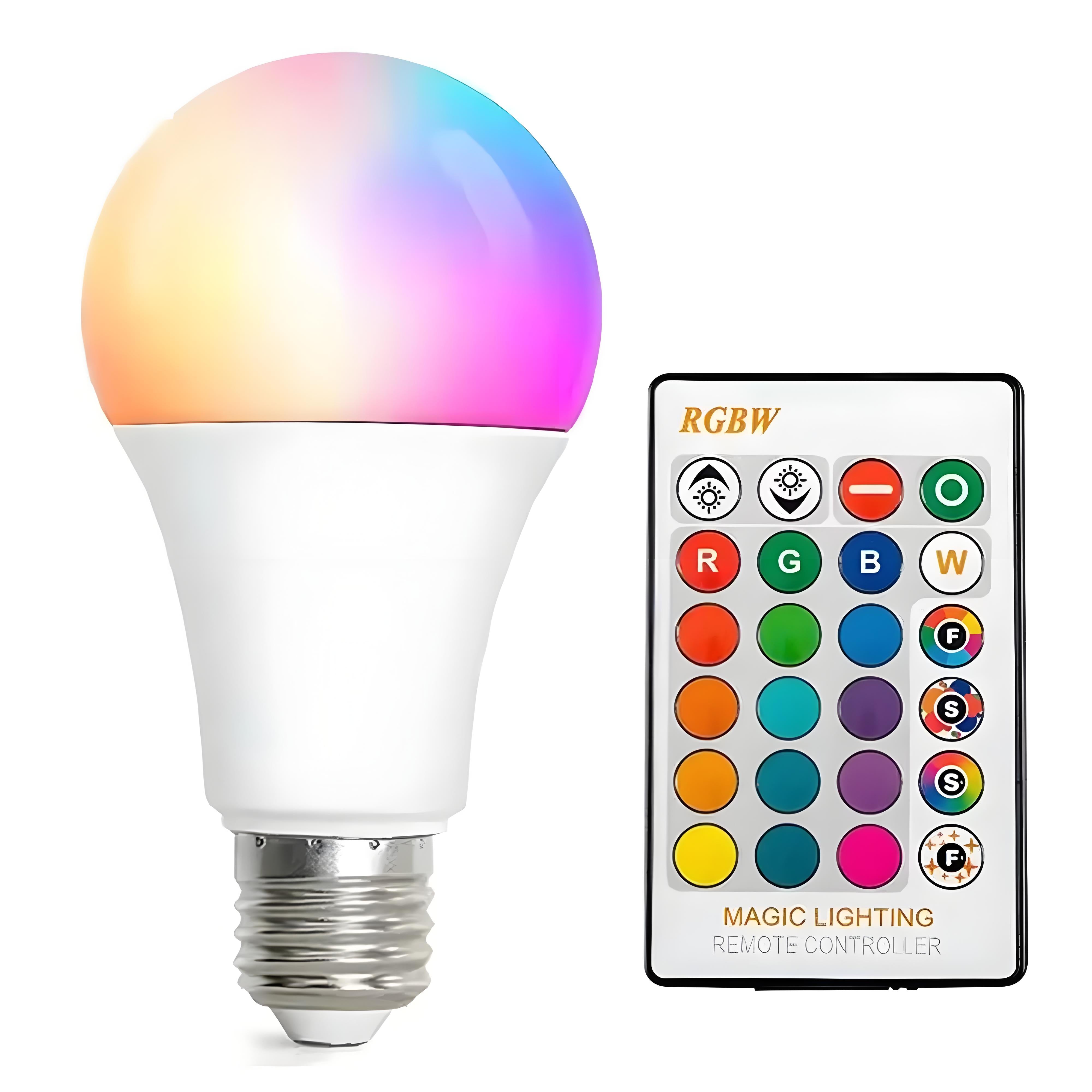 E27 RGB LED Bulb （1Pack）– Color-Changing Smart Light with Remote, Energy-Saving Ambient Globe Lamp (Plastic & Aluminum Housing)