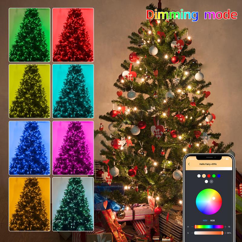 Arbre de Noël artificiel pré-éclairé de 6 pieds avec lumières LED, synchronisation avec la musique, support en métal pour la maison, le bureau, les fêtes, décoration de Noël.
