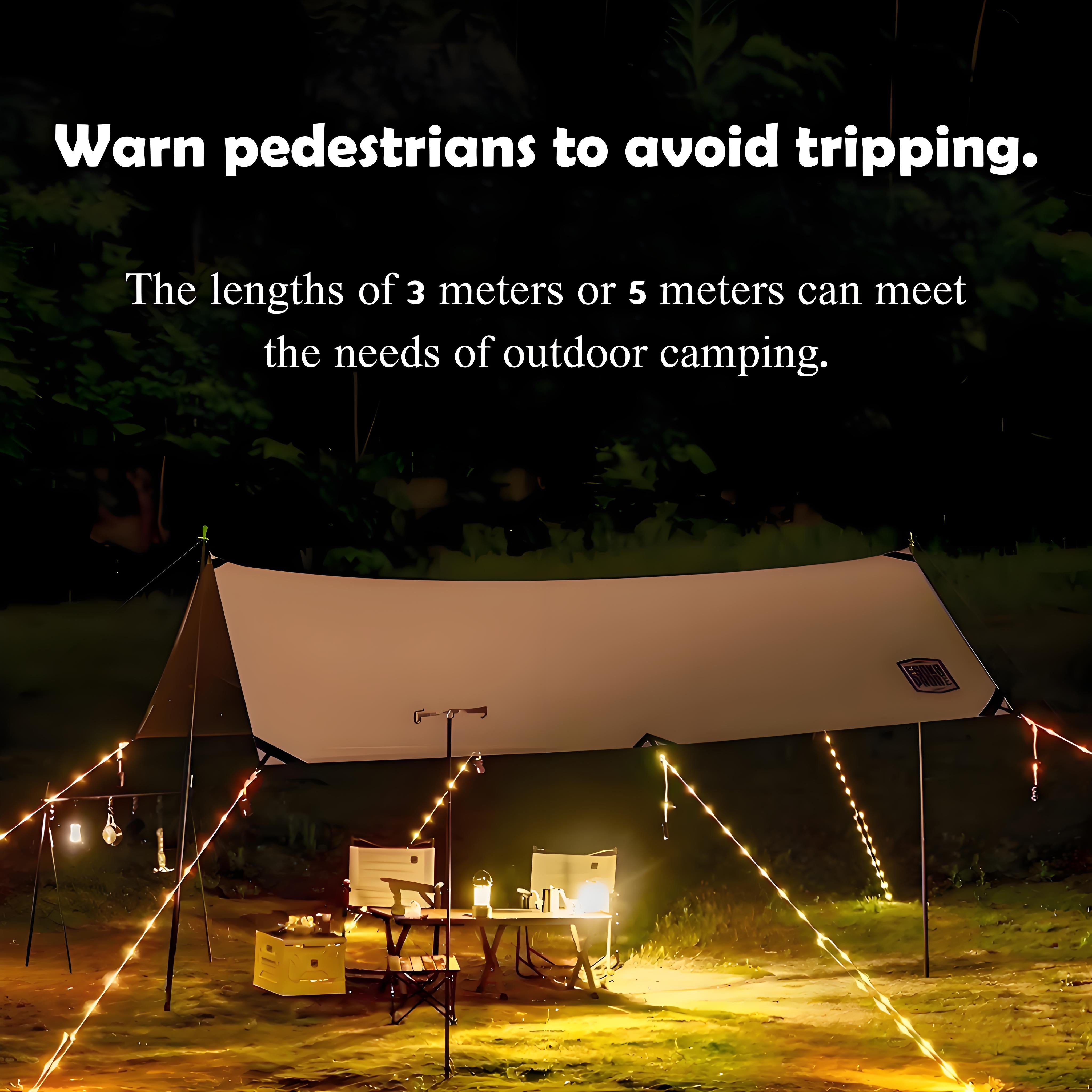 8Models New Canopy Tent Camping Decorative Lights, Waterproof Luminous Guy Rope Lights, Tent Anti-trip Lights, Camping Light Strings.