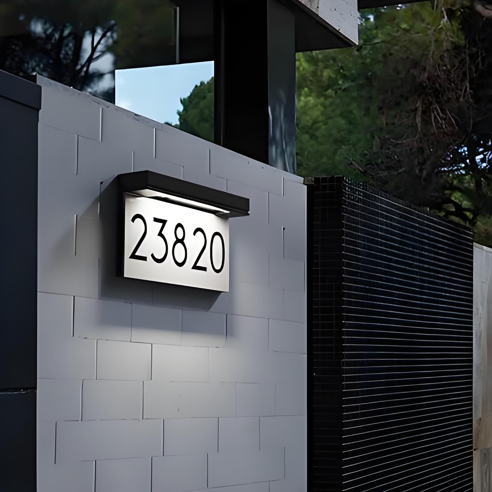 Números de Casa Solar, Placas de Endereço para Casa, Sinal de Endereço Exterior Iluminado por LED à Prova de Água 3000K Branco Quente LED