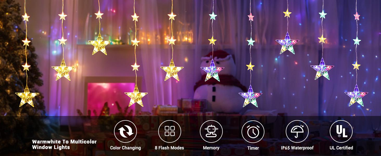 32個の星 8モード カラー変更クリスマス屋外ストリングライト