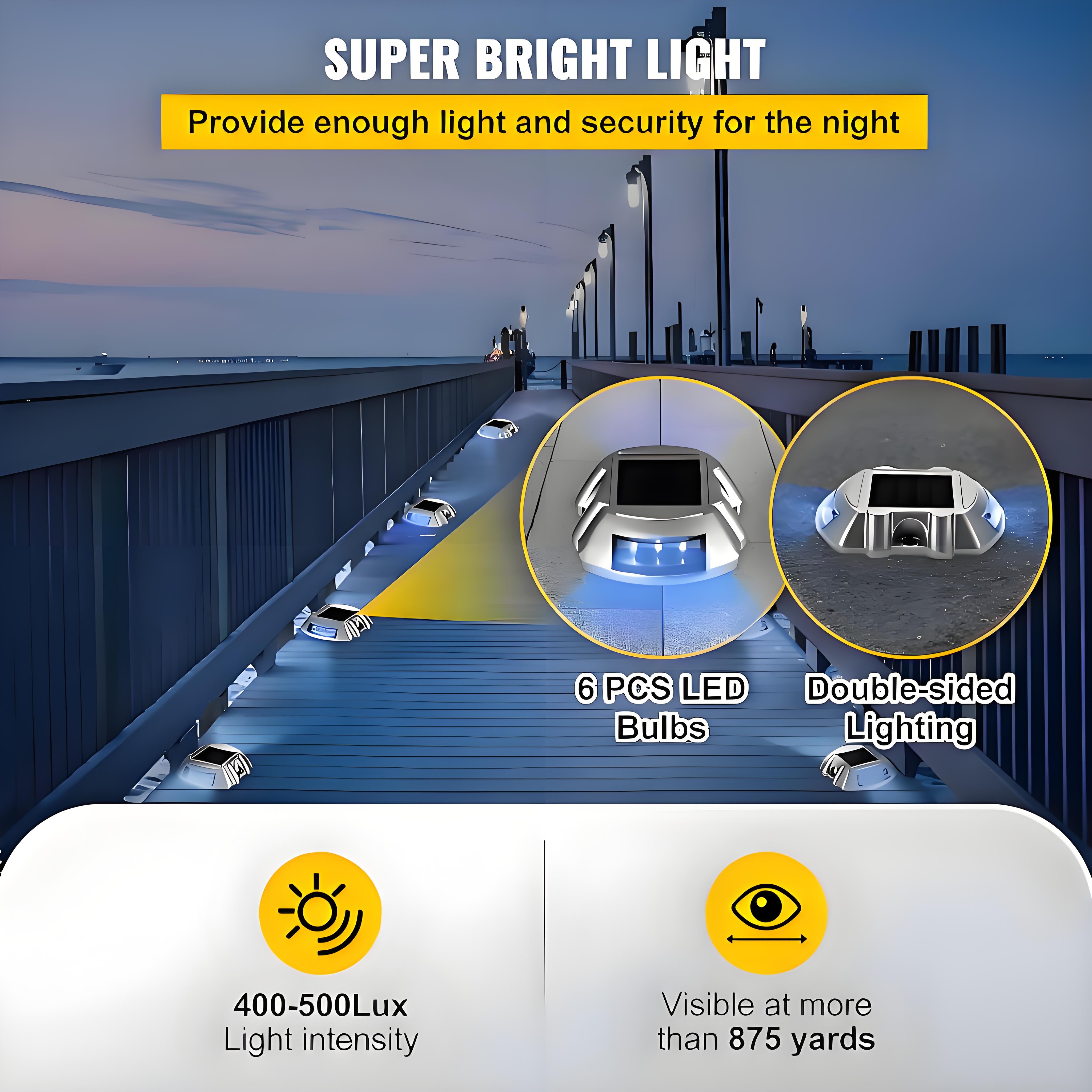 Quntis Solar Deck Lights, IP68 Waterproof Outdoor Ground Lights, Heavy Duty Driveway Marker Lights for Deck and Pathway