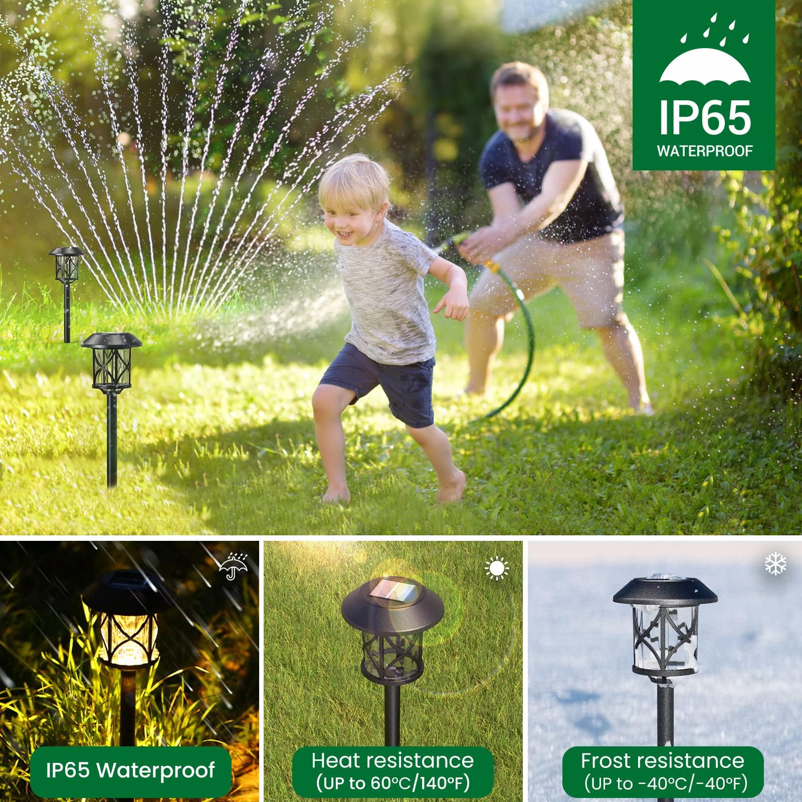 Luces de Camino Solares IP65 Impermeables y Brillantes para Jardín, Entrada, Sendero, Paquete de 8