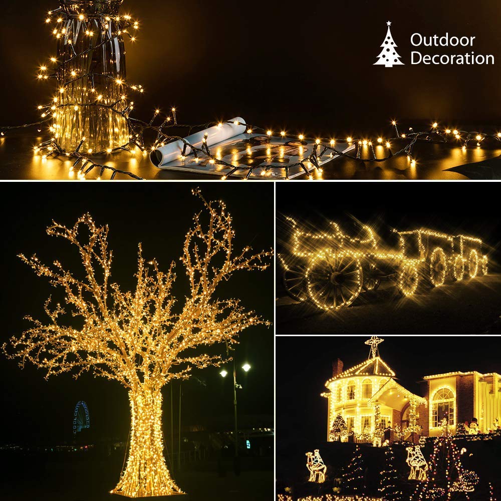 Quntis Guirlandes lumineuses de Noël étanches, 8 modes – Disponibles en 2 tailles pour la décoration des fêtes et de Noël