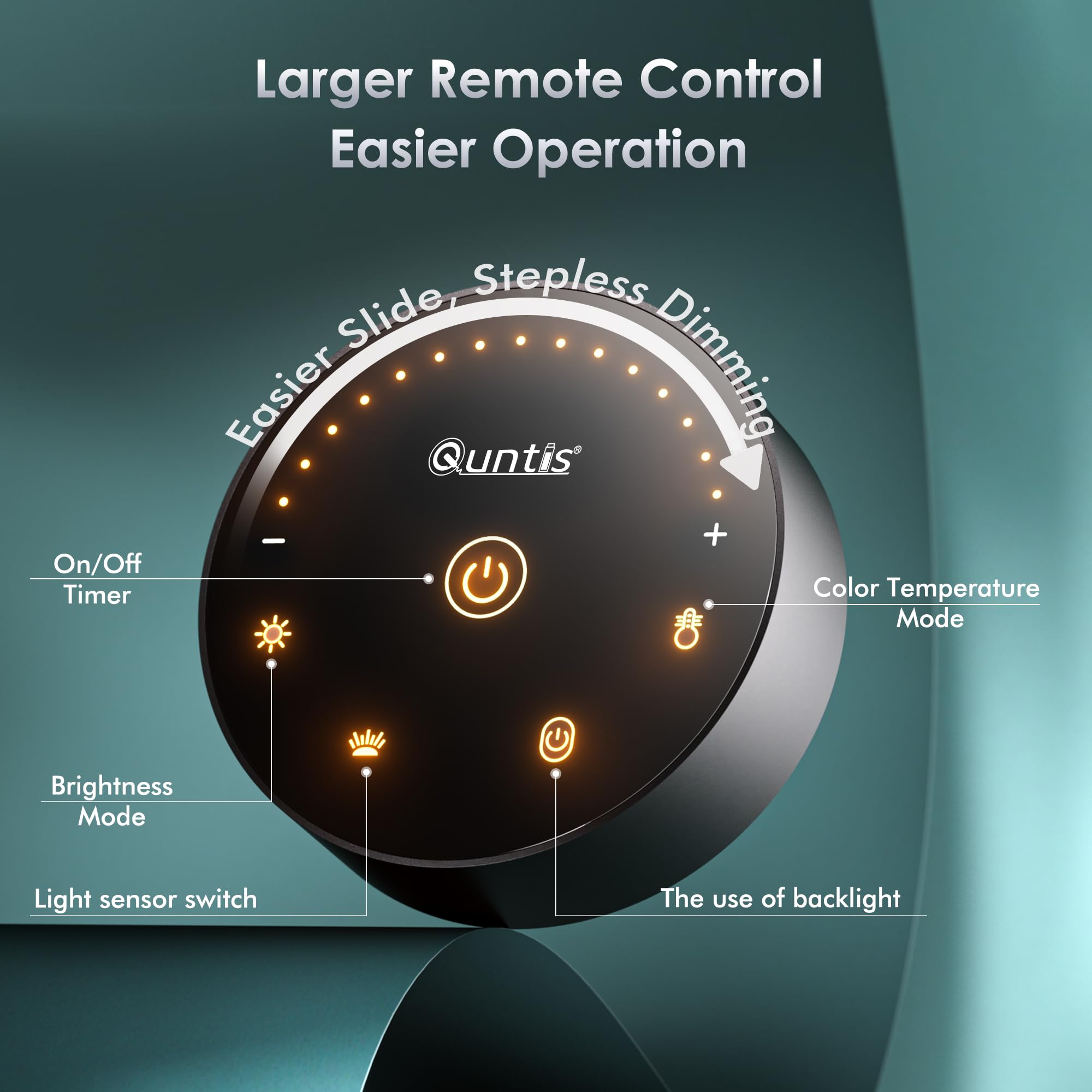 Quntis Monitor Lichtleiste mit Fernbedienung, 16,7'' Augenschutz Blendschutz Computer Lichtleiste mit Hintergrundbeleuchtung, automatischer Dimmung & Timer, stufenlos dimmende Monitorlampe für Schreibtisch Gaming Home Office gebogene Monitore (16,73 Zoll)