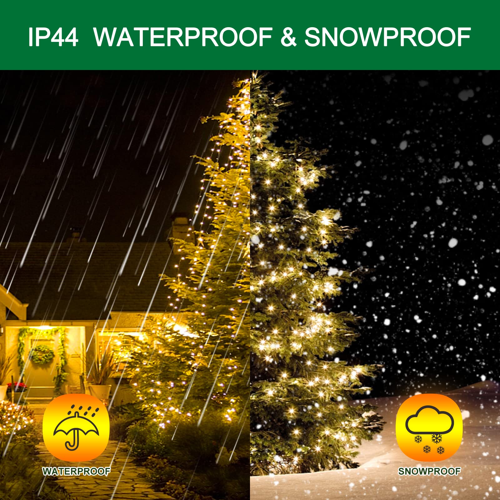 Quntis 6.6FT Christmas Tree Lights – 400 LED, 10 Lines, IP44 Waterproof, Safe for Kids & Pets, Indoor/Outdoor Holiday Decor