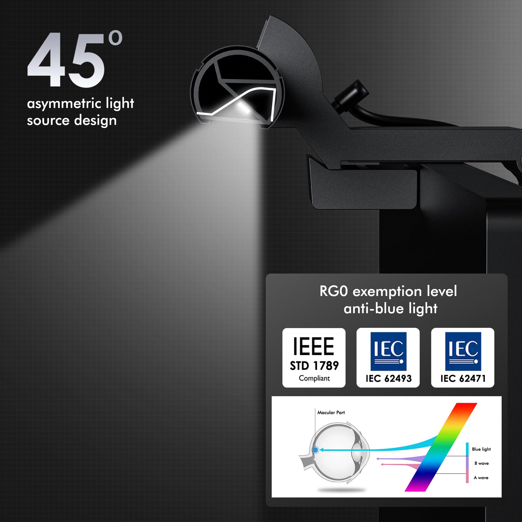 Quntis Monitor Lichtleiste mit Fernbedienung, 16,7'' Augenschutz Blendschutz Computer Lichtleiste mit Hintergrundbeleuchtung, automatischer Dimmung & Timer, stufenlos dimmende Monitorlampe für Schreibtisch Gaming Home Office gebogene Monitore (16,73 Zoll)