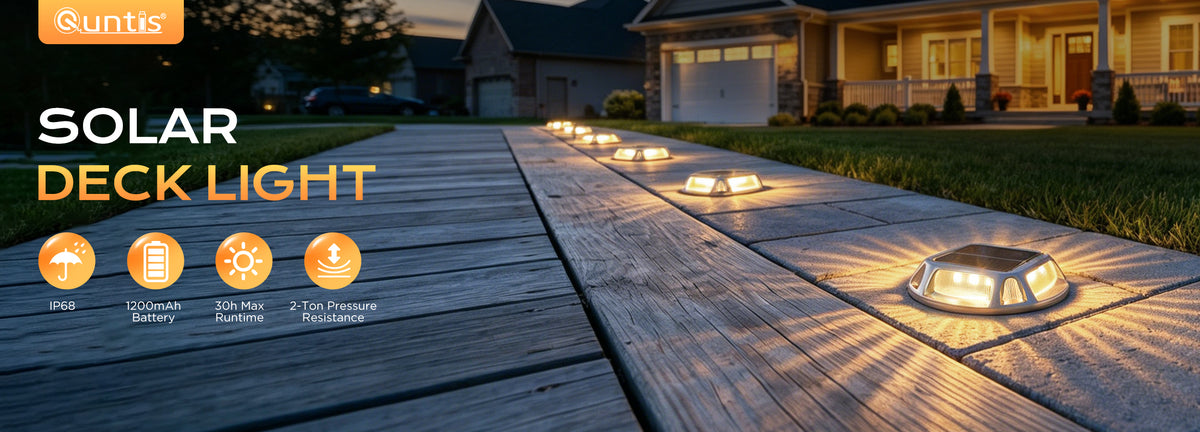 Quntis IP68 Waterproof Solar Deck Lights for Driveway & Garden