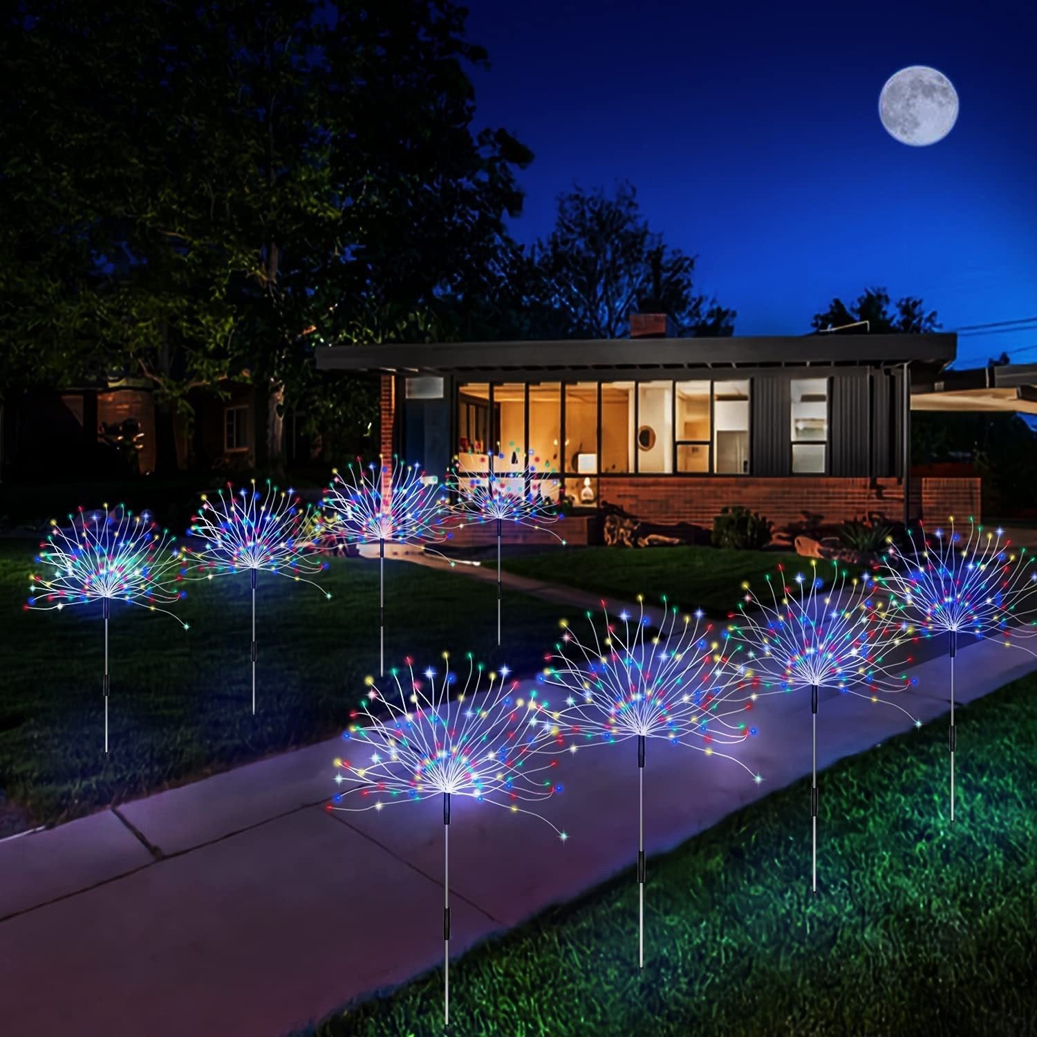 Lumière de feu d'artifice solaire, lumières de jardin solaires multicolores pour allée, chemin, arrière-cour, décoration de Noël, fêtes.