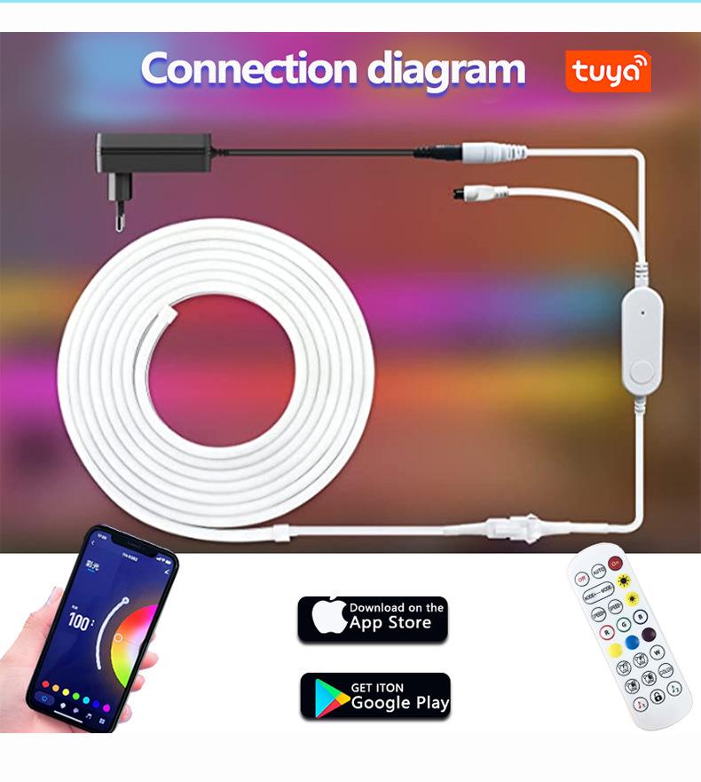 RGB+IC Neon LED Rope Lights with Remote, App & Voice Control – Flexible, IP65 Waterproof for Indoor & Outdoor Decor