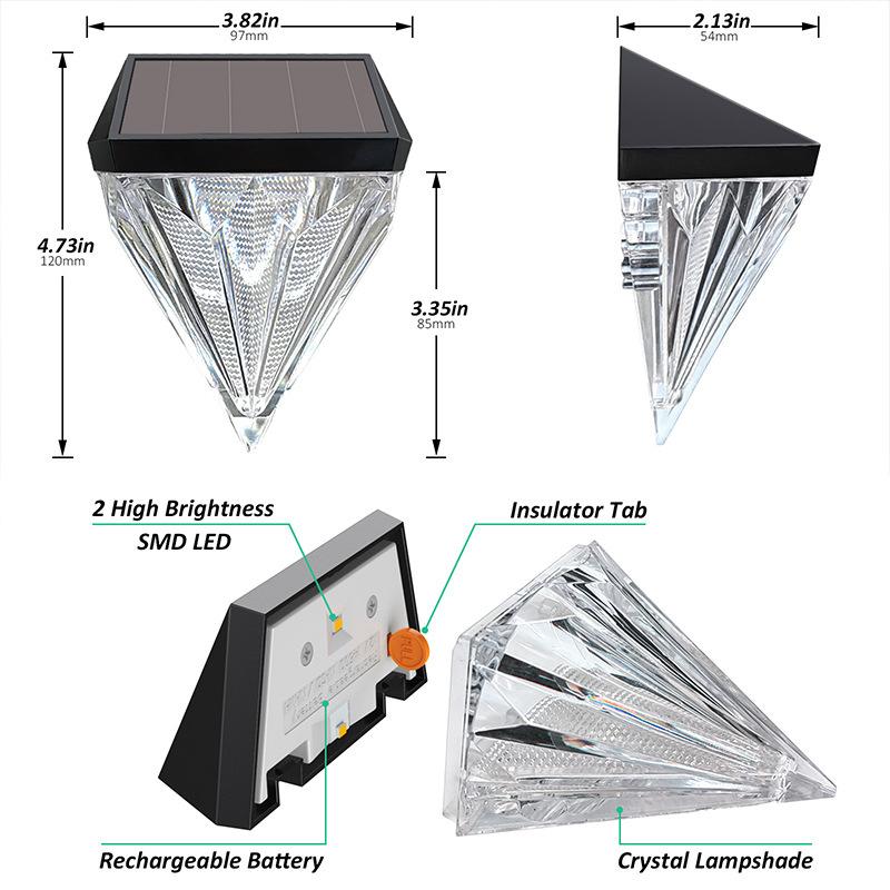 Luci Solari per Recinzione a Diamante, Luci da Deck Esterno Impermeabili per Scale, Luci Solari per Giardino, Cortile, Patio, Scale, Montaggio a Muro