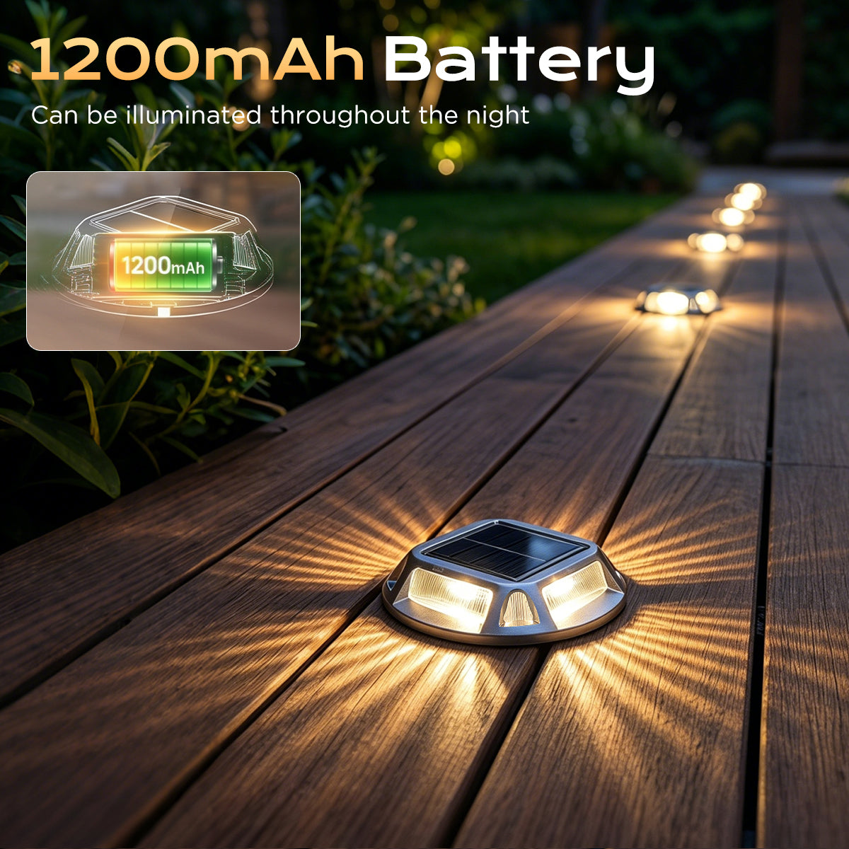 Quntis Solar Deck Lights , IP68 Waterproof Dusk to Dawn LED Solar Lights, Heavy Duty Lighting for Deck and Pathway