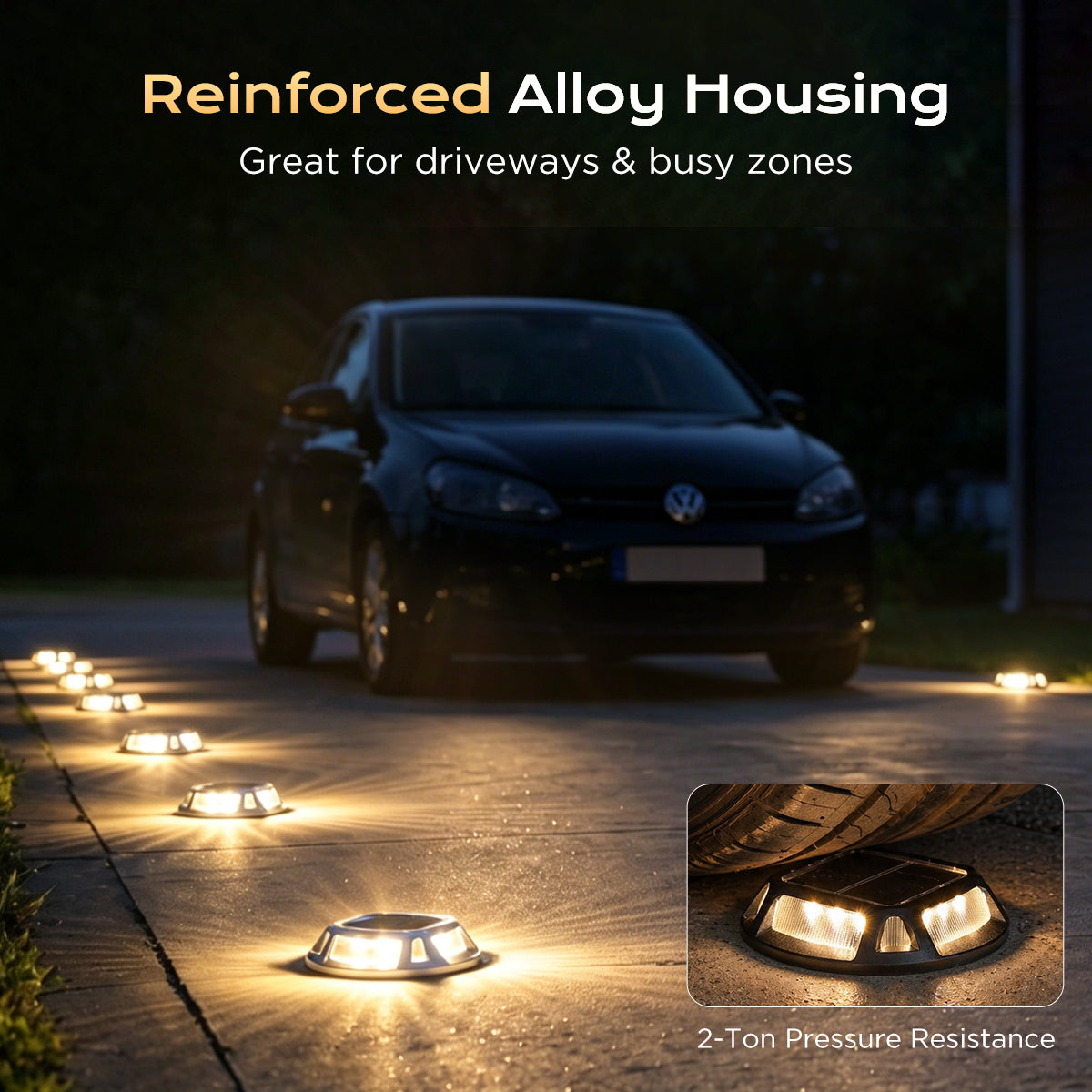 Quntis Solar Deck Lights , IP68 Waterproof Dusk to Dawn LED Solar Lights, Heavy Duty Lighting for Deck and Pathway