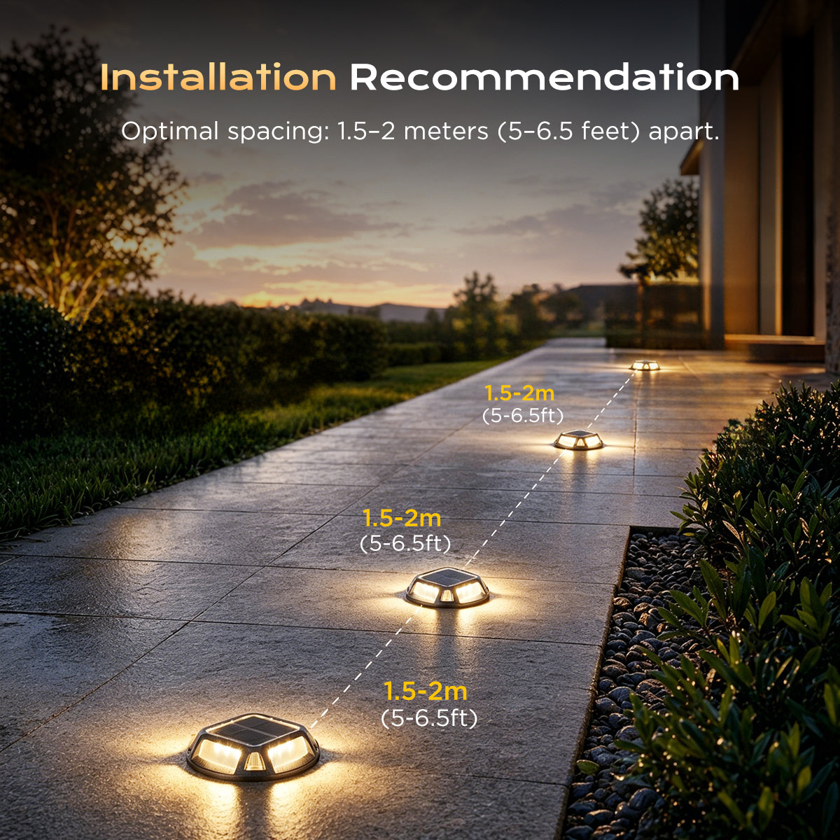 Quntis IP68 Waterproof Solar Deck Lights for Driveway & Garden
