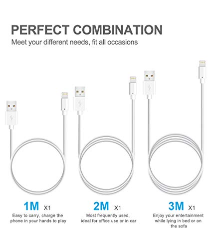 Lot 3 Cables USB Lightning Chargeur Blanc pour Apple iPhone 5 / 5S