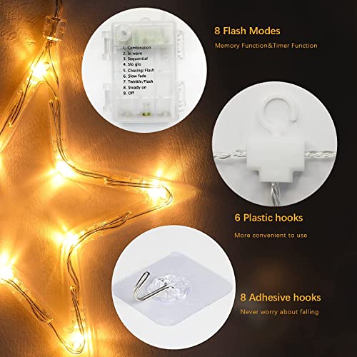 Christmas Window Lights, Plug in String Lights with 8 Flashing Mode (2 SIZE)