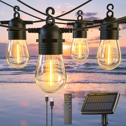 lichterkette solar camping 52FT Solar Lichterkette Außen mit Fernbedienung, Warmweiß