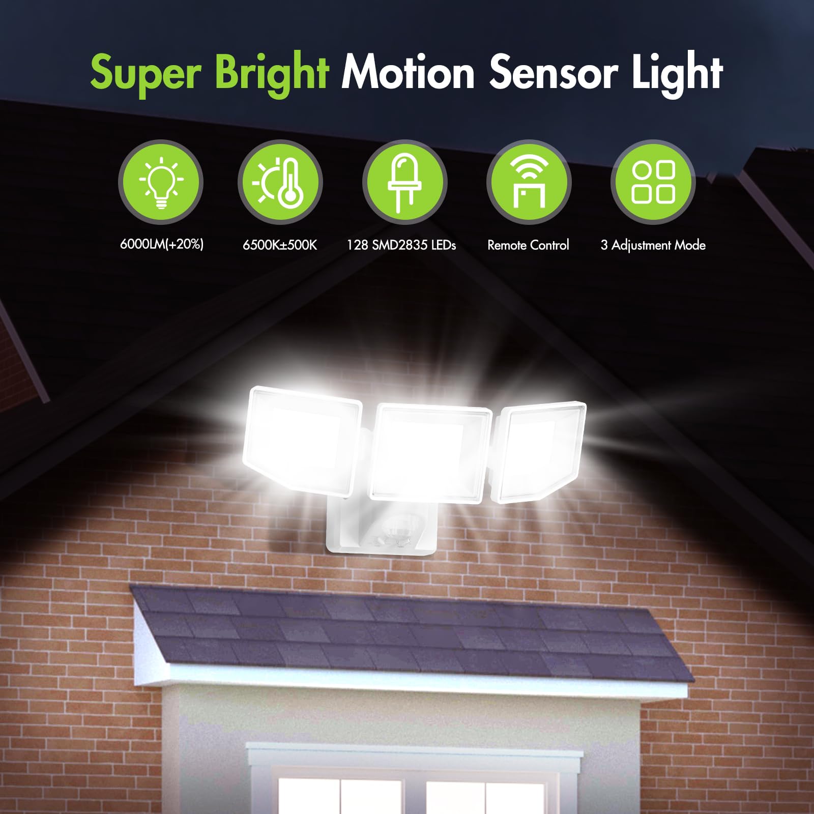 Motion Sensor Outdoor Lights with Remote Control, 6500K, IP65 Waterproof ,White - quntis-service