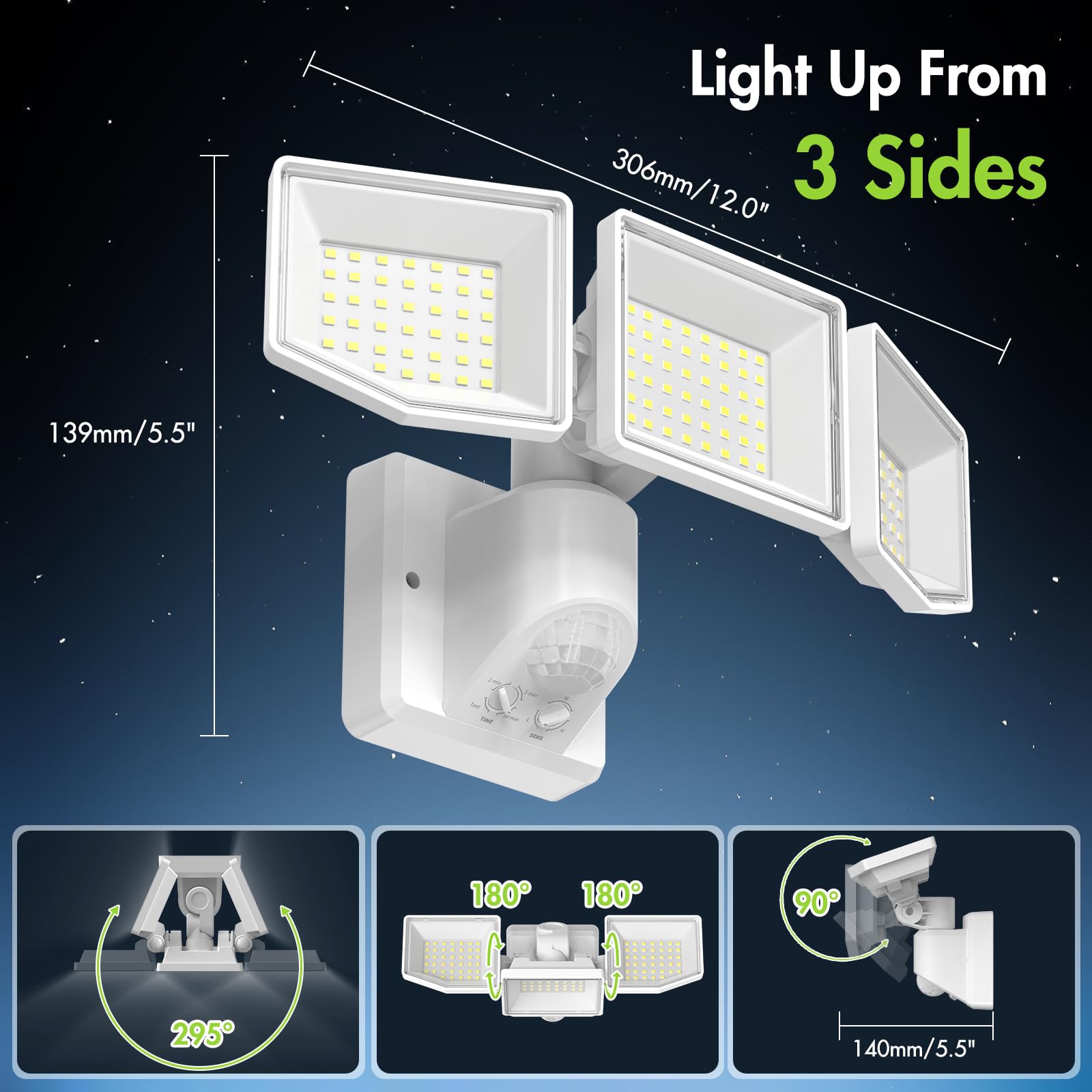 Motion Sensor Outdoor Lights with Remote Control, 6500K, IP65 Waterproof ,White - quntis-service